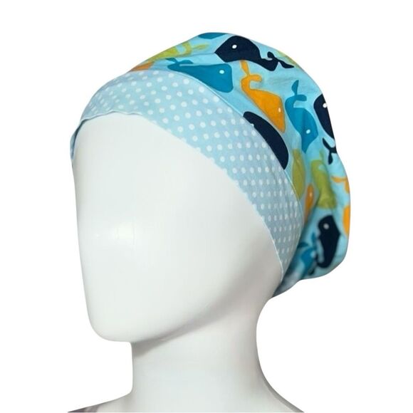 Whale/Polka Dot Contrast Euro Scrub Hat - Picture 4 of 7